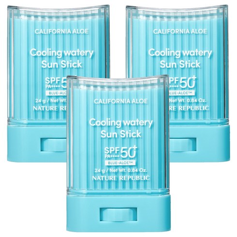네이처리퍼블릭 캘리포니아 알로에 쿨링 수분 선스틱 SPF50+ PA++++, 24g, 3개