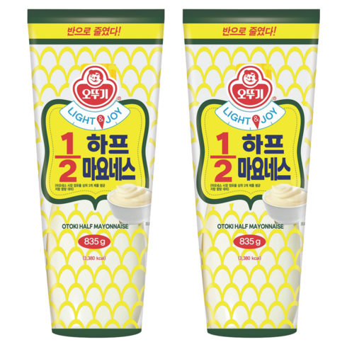 오뚜기 LIGHT & JOY 1/2 하프 마요네스, 835g, 2개