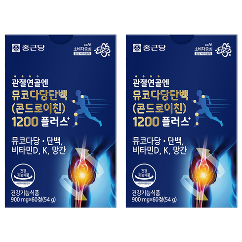 종근당 정품 관절연골엔 뮤코다당단백 콘드로이친 1200 플러스, 60정, 2개
