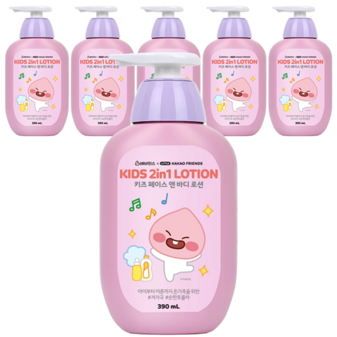 베비언스 리틀카카오프렌즈 키즈 페이스 앤 바디 로션 어피치, 390ml, 6개