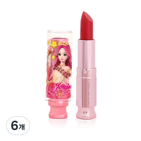 시크릿쥬쥬 별의여신 어린이 립스틱 3.3g, 쥬쥬레드, 6개