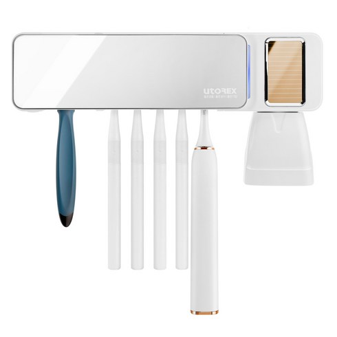 유토렉스 퍼펙트케어 태양광충전 듀얼 UV LED 무선칫솔살균기, UTC-S58W, 화이트