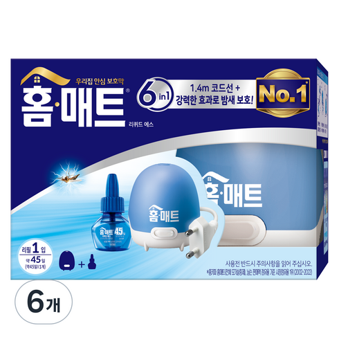 홈매트 리퀴드 에스 훈증기 코드형 + 리필 세트, 29ml, 6세트