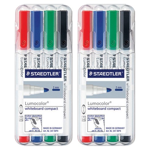 [스테들러]341 화이트보드 마카 컴팩트 1.0-2.0mm 세트, 4색, 8개