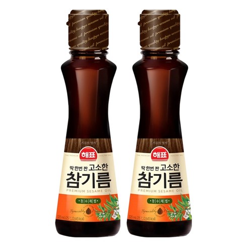 해표 고소한 참기름, 320ml, 2개