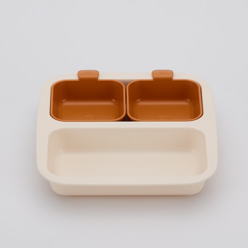 네스틱 미니플레이트 유아식판 3p, 바닐라브라운, 플레이트 + 스몰볼 2p, 1세트