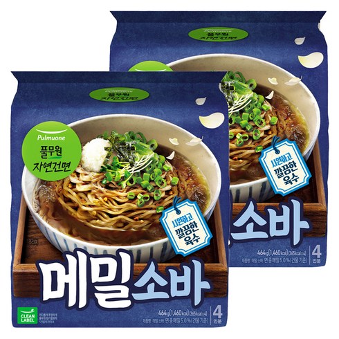 풀무원 자연건면 메밀소바, 464g, 2개