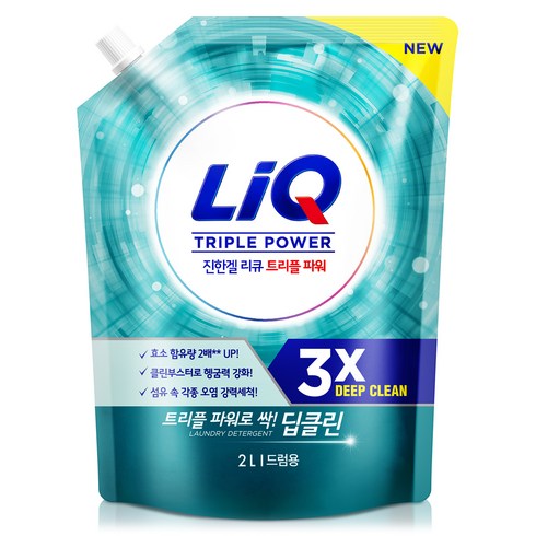리큐 진한겔 딥클린 드럼용 액상세제 프레쉬 런드리향 리필, 2L, 1개