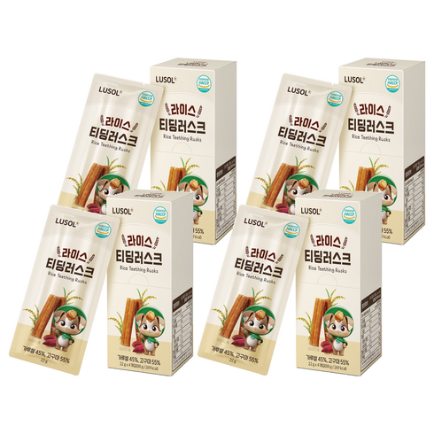루솔 유아용 라이스 티딩러스크 4p, 88g, 4개, 혼합맛(고구마/가루쌀)