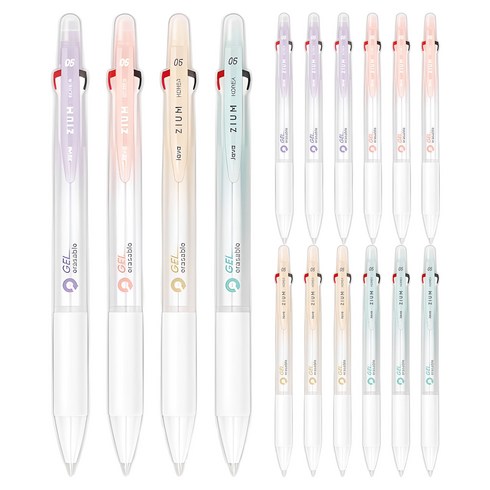 자바펜 3겔 지워지는 볼펜 4종 세트 0.5mm, 퍼플 + 베이지 + 민트 + 피치, 4세트