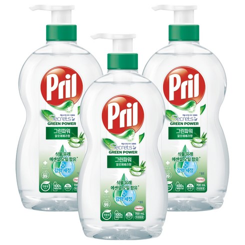 프릴 시크릿 오브 그린파워 알로에베라향 주방세제, 700ml, 3개