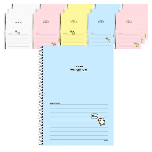 포포팬시 룰루랄라 칸이 넓은 노트 10mm, 옐로우, 블루, 핑크, 화이트, 16개