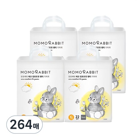 모모래빗 에코컴포트핏 팬티기저귀 유아용, 특대형(XL), 264매