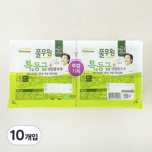 풀무원 특등급 국산콩 두부 부침찌개 겸용, 300g, 10개입