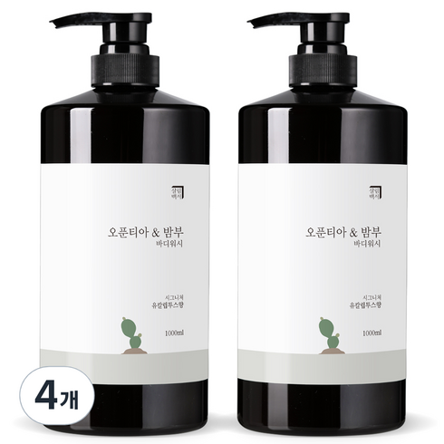 살림백서 오푼티아 앤 밤부 바디워시 유칼립투스향, 1L, 4개