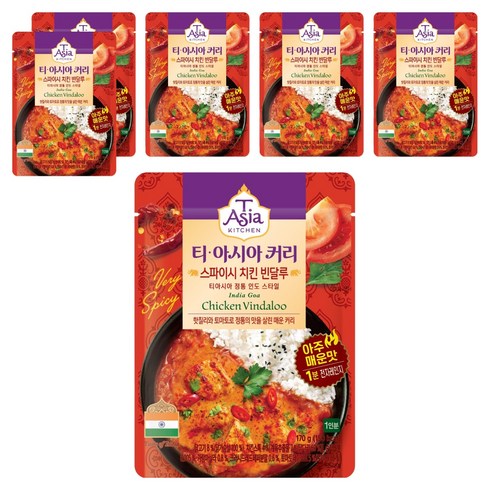 티아시아키친 스파이시 치킨 빈달루 커리, 170g, 6개