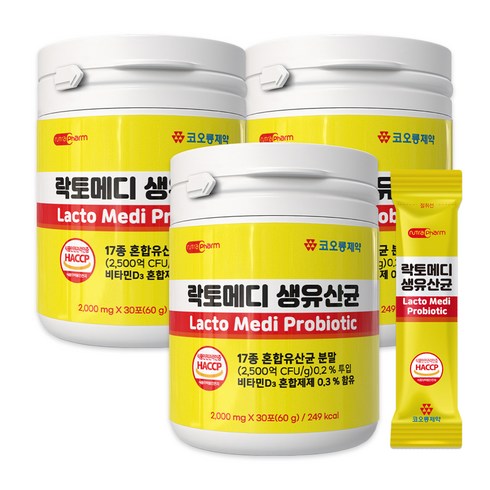 코오롱제약 락토메디 생유산균 30p, 60g, 3개