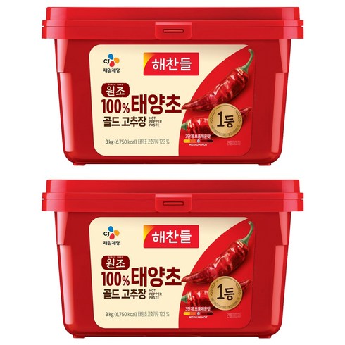 해찬들 태양초 골드 고추장, 3kg, 2개