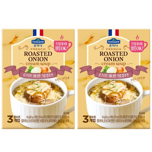 폰타나 프렌치 로스티드 어니언 크림 컵수프, 60g, 2개