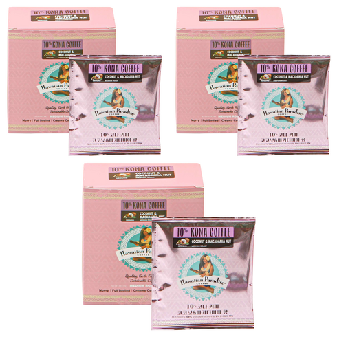 하와이안파라다이스커피 10% 코나 커피 코코넛 & 마카다미아 넛 드립백, 10g, 6개입, 3개