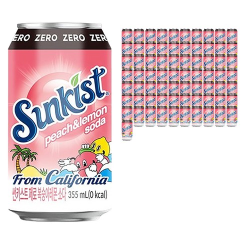 광동제약 썬키스트 제로 복숭아레몬 소다, 355ml, 72개
