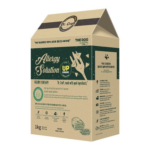 더독 강아지 닥터크래프트 솔루션 그레인프리 기능성 사료, 피부/피모+알러지, 1kg, 1개