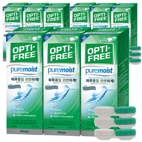 옵티프리 퓨어모이스트 렌즈세정액 + 렌즈케이스, 300ml, 9개