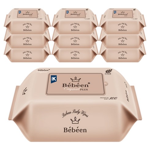 베베앙 오리지널 플러스 유아물티슈 리필형, 55g, 100매, 10개