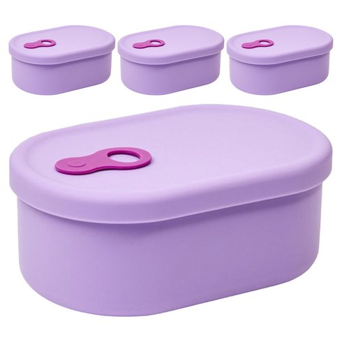 심볼라 실리팝 스팀홀 실리콘 팩 전자레인지 용기 바이올렛, 4개, 200ml