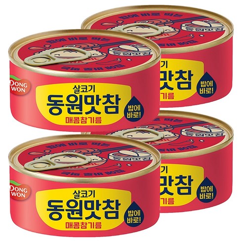 동원 살코기 동원맛참 매콤참기름 통조림, 90g, 4개