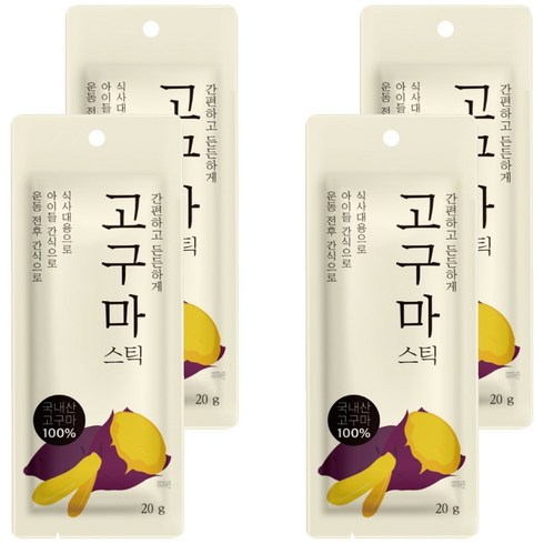 자연다움 국내산 고구마 스틱, 20g, 4개