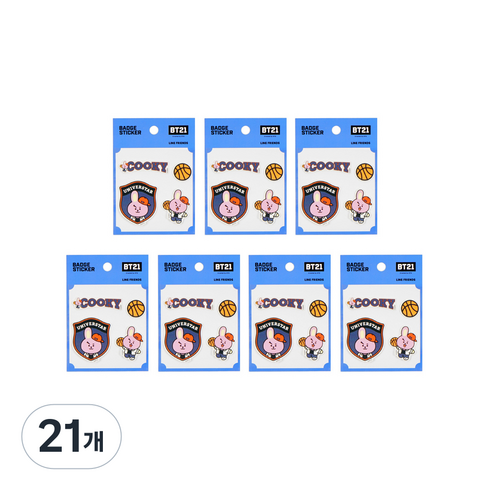 라인프렌즈 BT21 캐스팅 뱃지 스티커, 쿠키, 21개