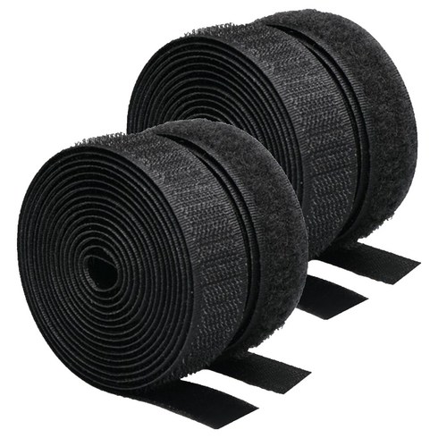 쿠말 접착 초강력 벨크로 테이프 갈고리면 20mm x 10m + 부착면 20mm x 10m 세트, 블랙, 2세트