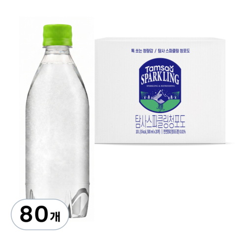 탐사 스파클링 청포도 무라벨, 80개, 500ml