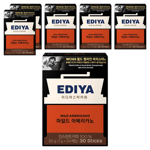 이디야 마일드아메리카노 원두커피믹스, 1g, 30개입, 6개