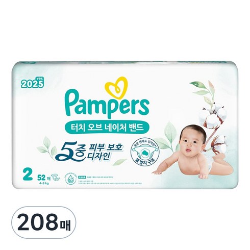 팸퍼스 터치 오브 네이처 밴드형 기저귀 아동공용, 2단계, 208매