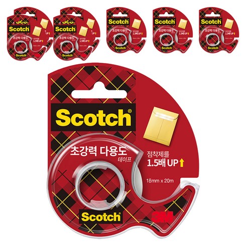 스카치 초강력 다용도 테이프 디스펜서 18mm x 20m, 투명, 8개