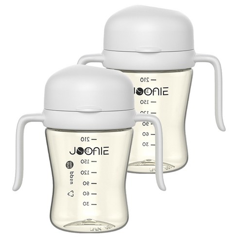 주니 유아용 뚜껑 일체형 2세대 자기주도컵, 210ml, 2개, 화이트