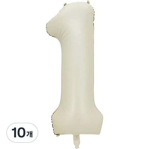 팡파티 숫자 1 레터링 풍선 101cm, 화이트, 10개