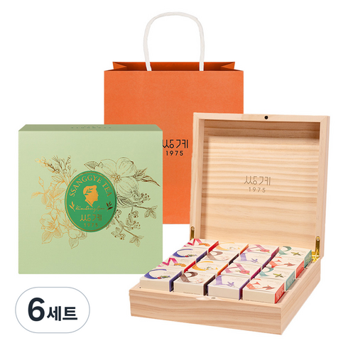 쌍계명차 큐브 우드 선물세트, 티백 16p, 6세트