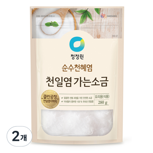 대상 천일염 가는소금, 280g, 2개
