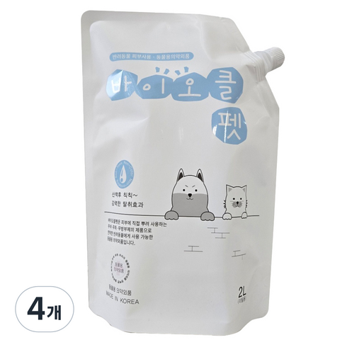 바이오클 펫 탈취제 무향, 2L, 4개