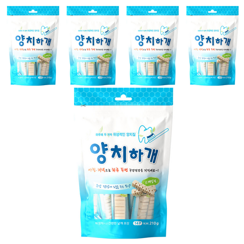 양치하개 강아지 덴탈껌 14p, 스케일링, 210g, 5개