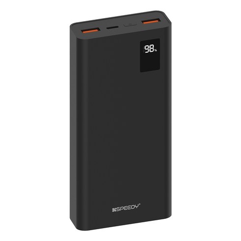 스피디 슬림핏 PD 20W 고속충전 보조배터리 20000mAh + C타입 20W 케이블 세트, SPE-B2PA20DPQ, 블랙
