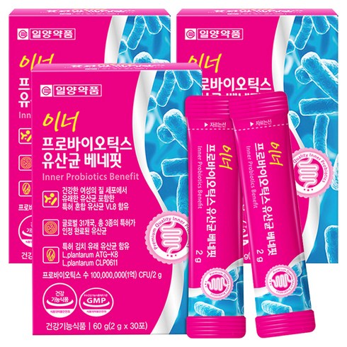 일양약품 이너 프로바이오틱스 유산균 베네핏, 60g, 3개