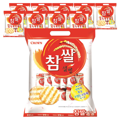 크라운 참쌀설병 쌀스낵, 270g, 10개