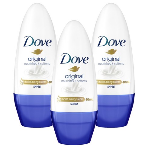 도브 오리지날 롤온 데오드란트, 40ml, 3개