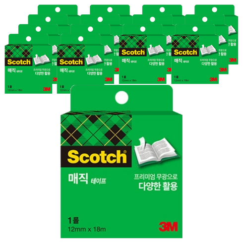 스카치 매직 테이프 리필 12mm x 18m, 혼합색상, 15개