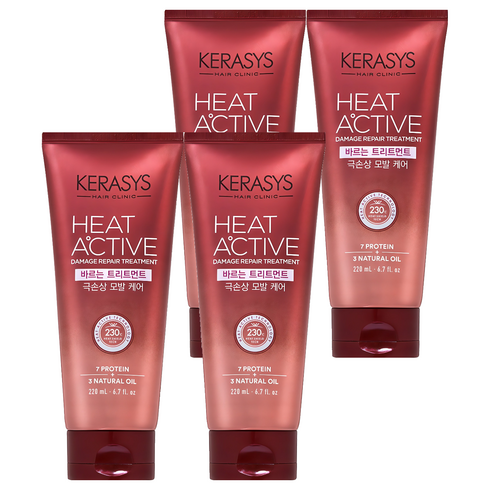 케라시스 히트 액티브 극손상 헤어 바르는 트리트먼트, 220ml, 4개