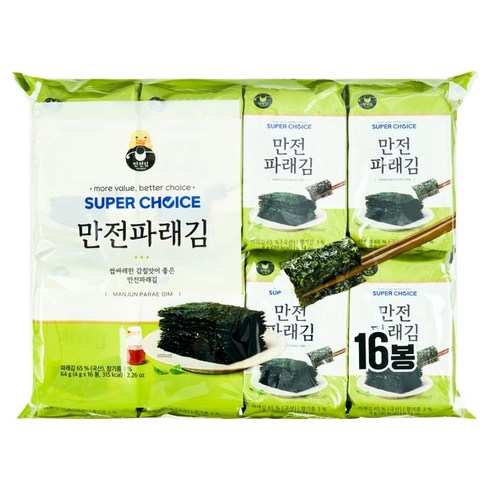 만전김 슈퍼초이스 파래김, 4g, 16개